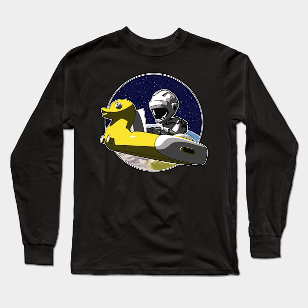 Astronaut and teleworking in space Long Sleeve T-Shirt by Ukiyograph